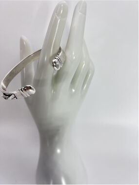 Until There's A Cure Sterling Silver Italy Hinged Cuff Bracelet HIV AIDS Charity